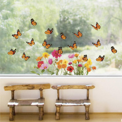 STICKER DE VITRE PAPILLONS FLEURS