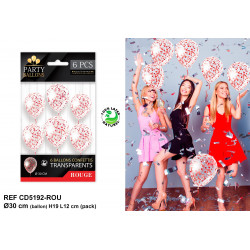 SACHET 6 BALLONS CONFETTIS ROUGE