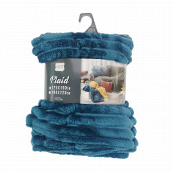 PLAID KALIE BLEU 125x150CM FLANELLE JACQ