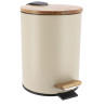 POUBELLE BEIGE METAL/ACACIA FREIN DE CHU