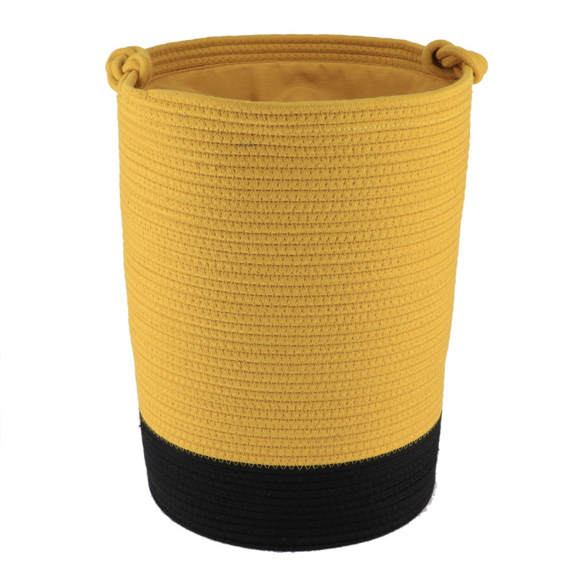 PANIERE A LINGE OCRE/NOIR PM 45X33,5 CM