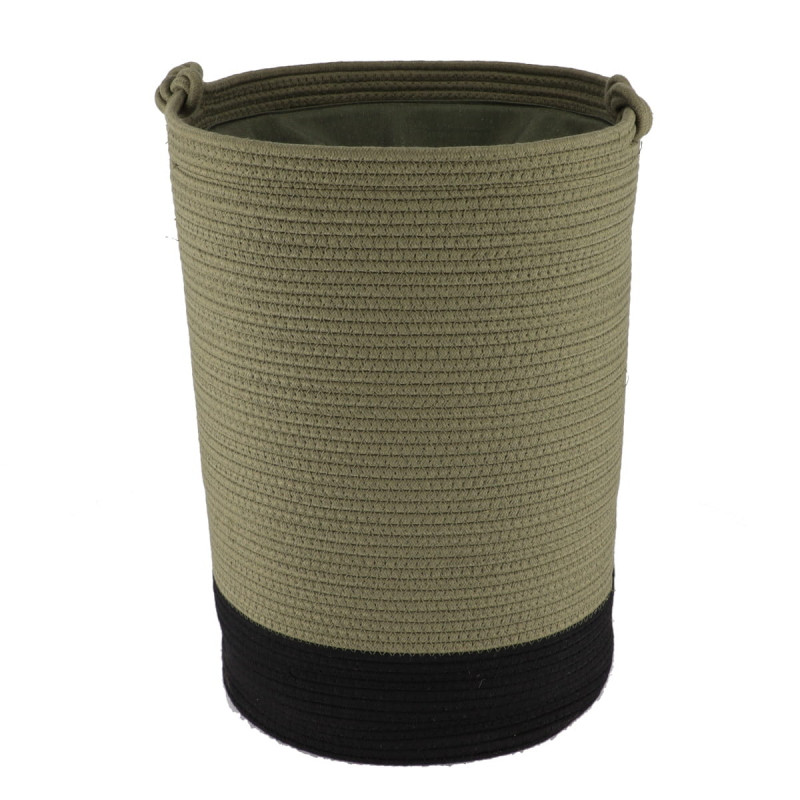 PANIERE A LINGE KAKI/NOIR GM COTON 50X37