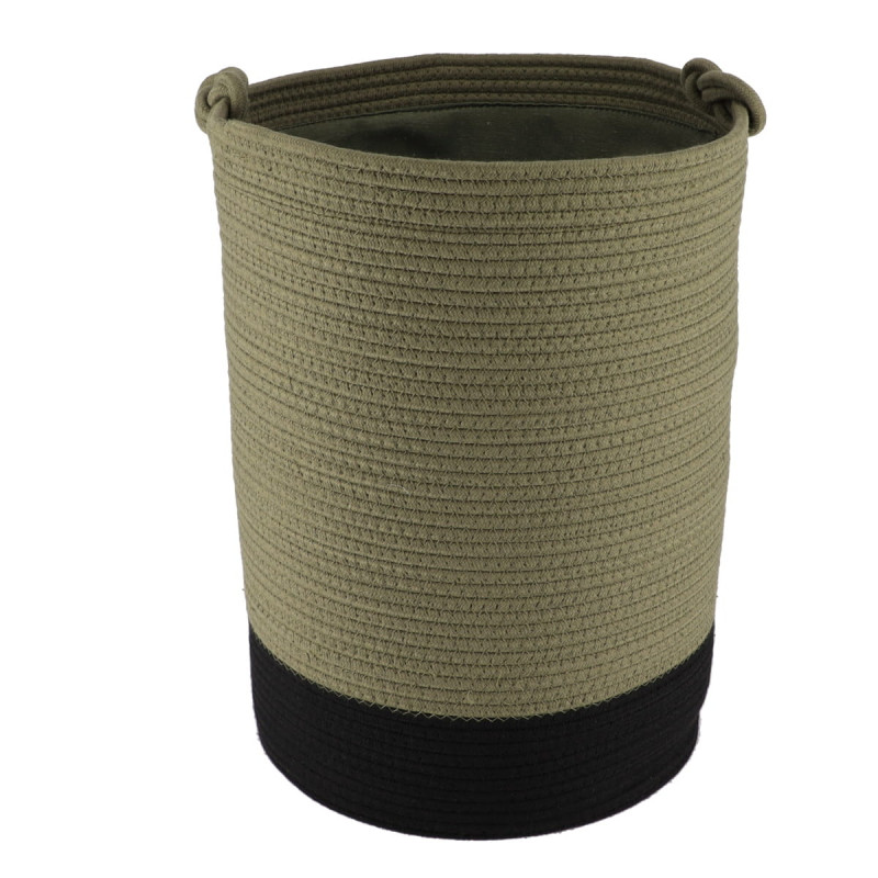 PANIERE A LINGE KAKI/NOIR PM COTON 45X33