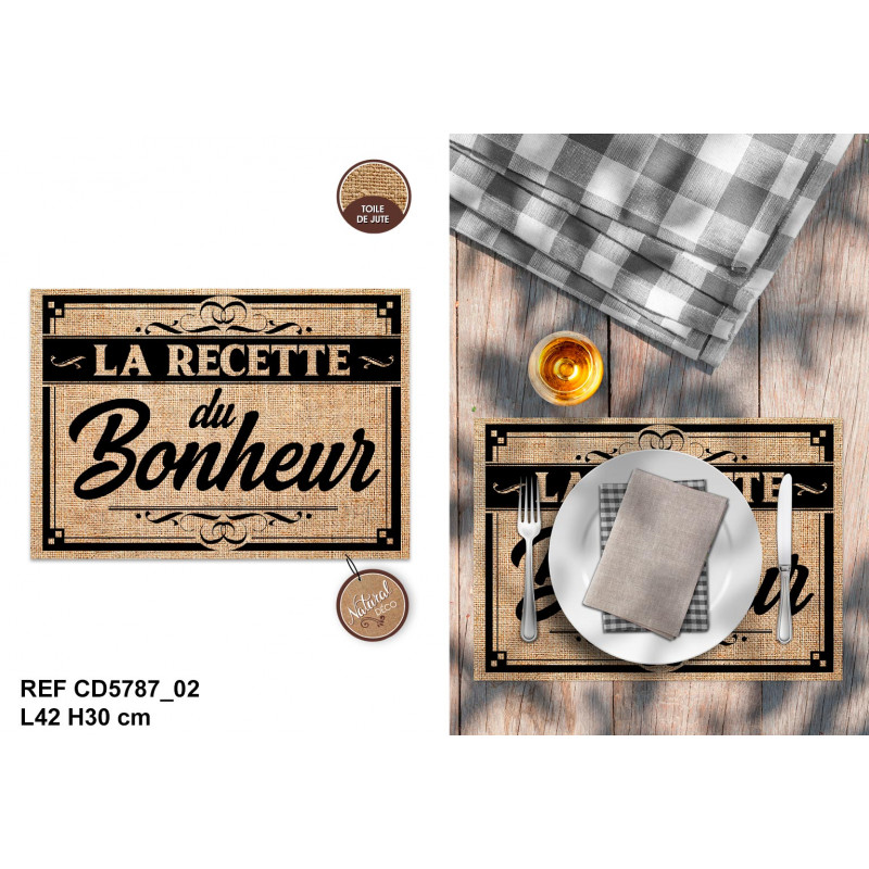 SET DE TABLE "LA RECETTE DU BONHEUR"