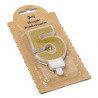 BOUGIE ANNIVERSAIRE 5 PAILLETTÉ OR 7.3CM AV