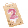 BOUGIE CHIFFRE 2 PAILLETTÉS ROSE GOLD 7.3cm