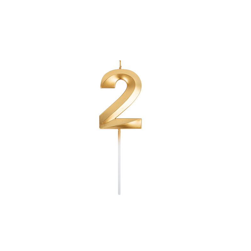 BOUGIE CHIFFRE 2 GRAPHIQUE OR