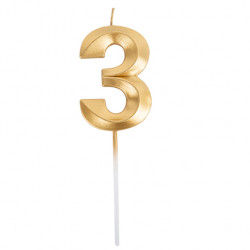 BOUGIE CHIFFRE 3 GRAPHIQUE OR