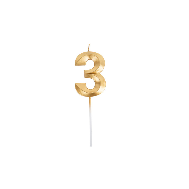 BOUGIE CHIFFRE 3 GRAPHIQUE OR
