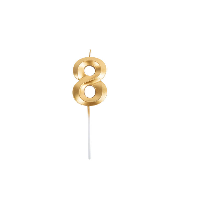 BOUGIE CHIFFRE 8 GRAPHIQUE OR