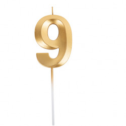 BOUGIE CHIFFRE 9 GRAPHIQUE OR