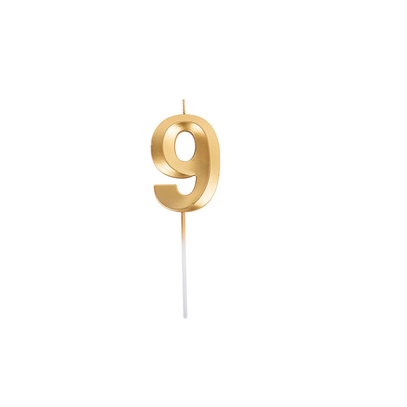 BOUGIE CHIFFRE 9 GRAPHIQUE OR