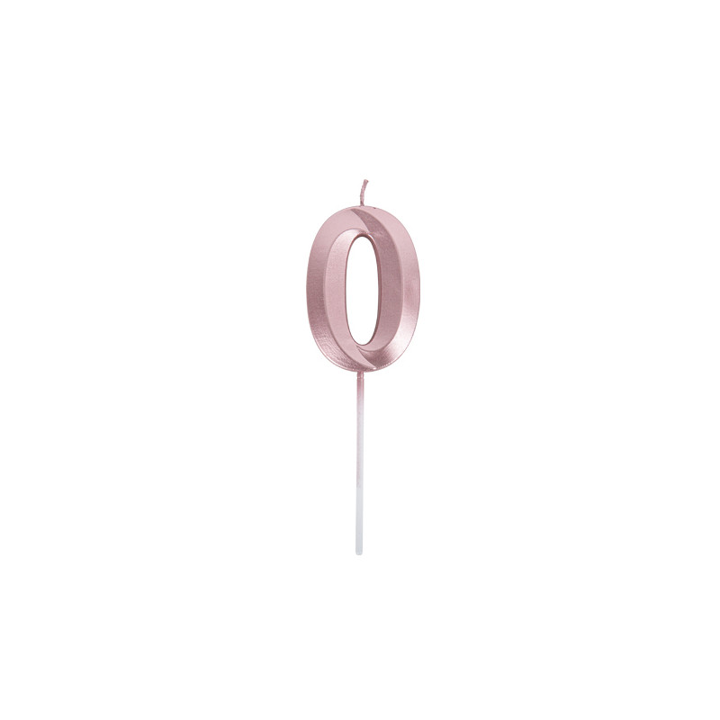 BOUGIE CHIFFRE 0 GRAPHIQUE ROSE GOLD
