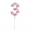 BOUGIE CHIFFRE 3 GRAPHIQUE ROSE GOLD