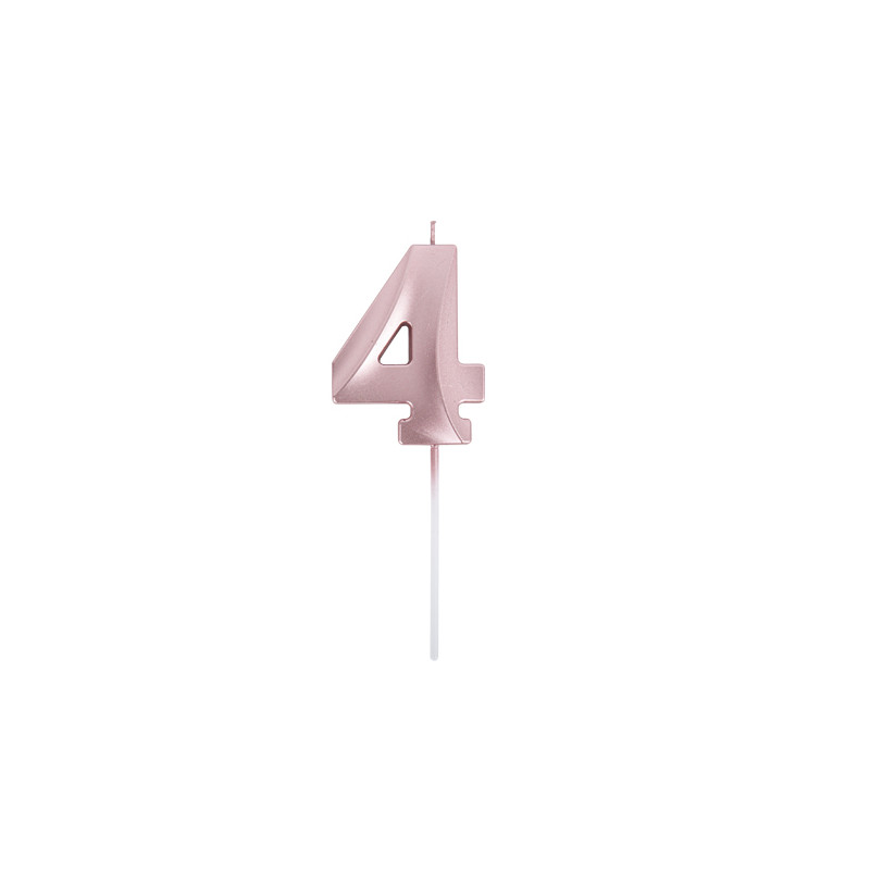 BOUGIE CHIFFRE 4 GRAPHIQUE ROSE GOLD