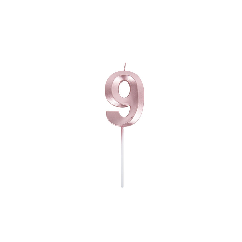 BOUGIE CHIFFRE 9 GRAPHIQUE ROSE GOLD