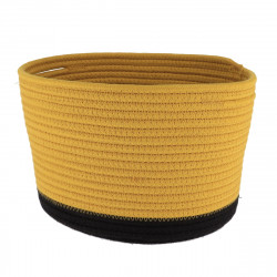 CORBEILLE OVALE OCRE/NOIR MM COTON 28X2