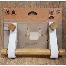 DÉROULEUR PAPIER WC BAMBOU ET LANIÈRES SIMILI CUIR