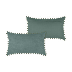 COUSSIN SANCHEZ SAUGE AVEC POMPONS 30x50cm