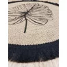SET DE TABLE MOGADOR NOIR JUTE AVEC FRANGES D38cm
