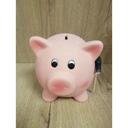 TIRELIRE COCHON ROSE AVEC MARTEAU