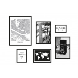 Set de 6 cadres + affiches thème noir et blanc