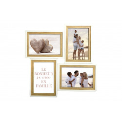 Pêle mêle BLANC/BOIS MDF 4 vues 33x33x2c
