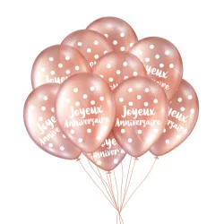 SACHET 8 BALLONS ANNIVERSAIRE BLUSH
