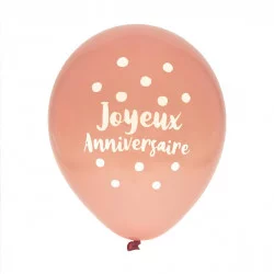 SACHET 8 BALLONS ANNIVERSAIRE BLUSH