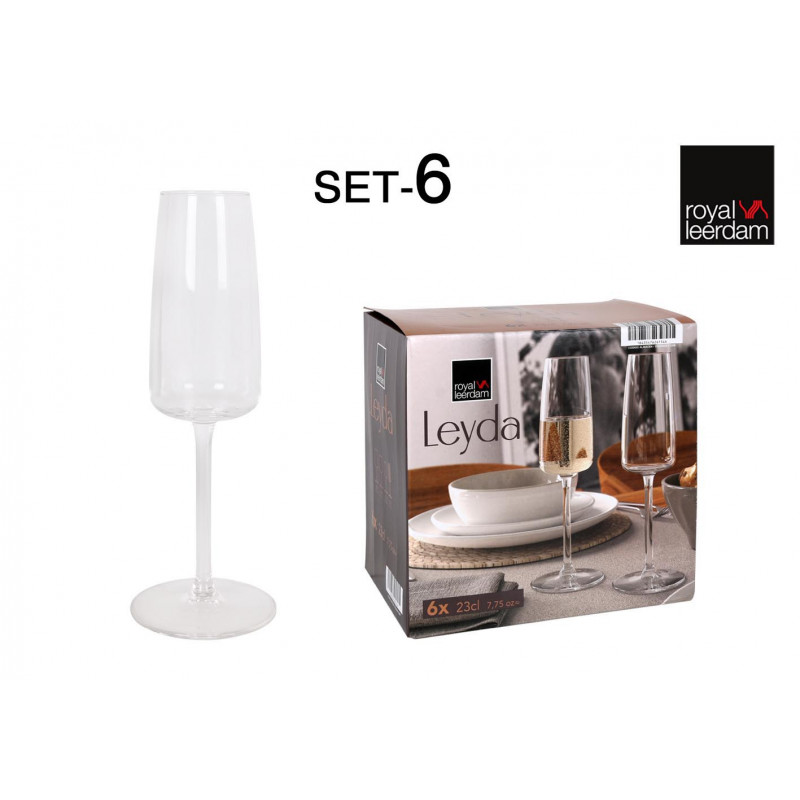 VERRES CHAMPAGNE X6 23CL LEYDA