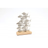 DÉCORATION BANC DE POISSONS À POSER MÉTAL BOIS MANGUIER 22x5x15.5cm