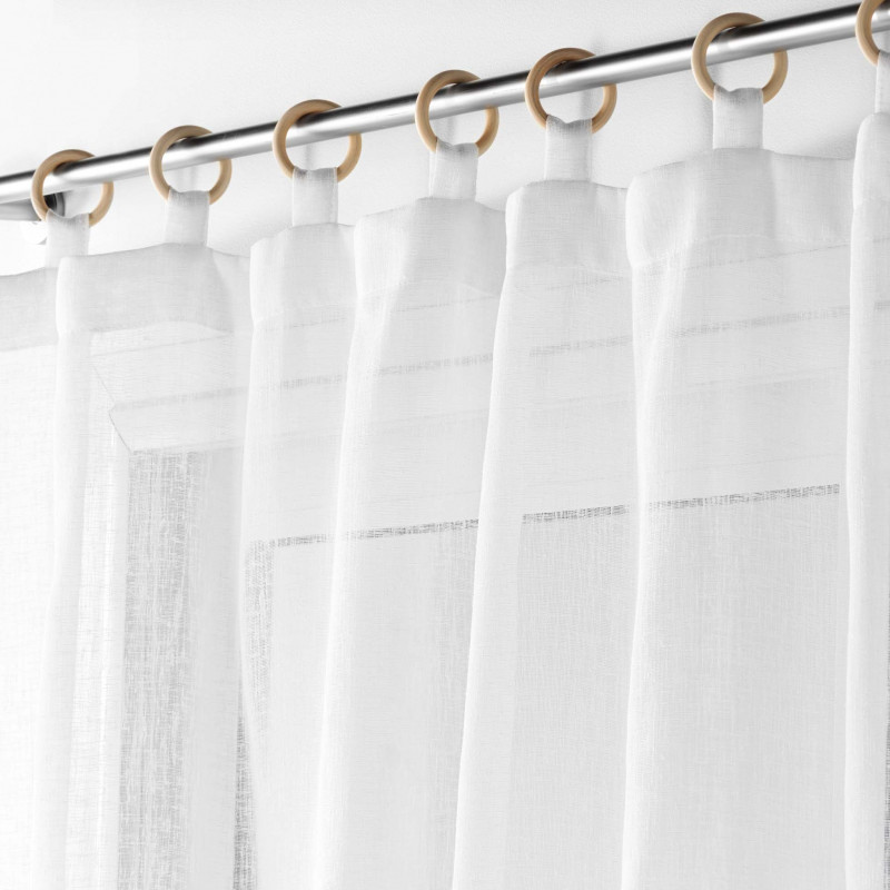 VOILE TISSE MINALISA BLANC 140x240CM PANNEAU A OEILLETS BOIS