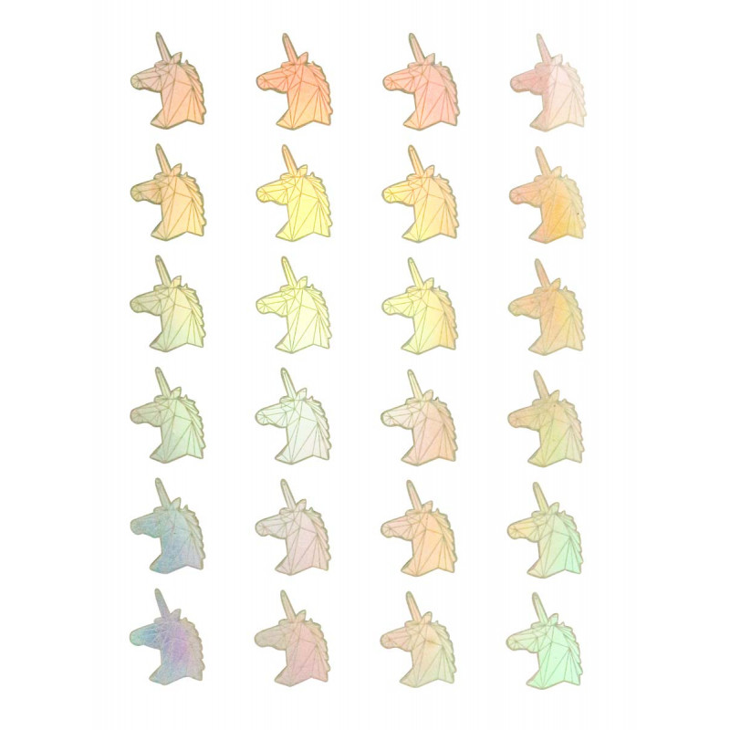 STICKER HOLOGRAPHIQUE LICORNE 2,5x1,8