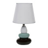 LAMPE GALET CERAMIQUE GRISE, VERTE ET NOIRE ABAT-JOUR GRIS
