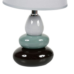 Lampe galet en céramique grise verte et noire abat jour gris