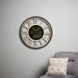 HORLOGE METAL ET BOIS LONDRES D57CM