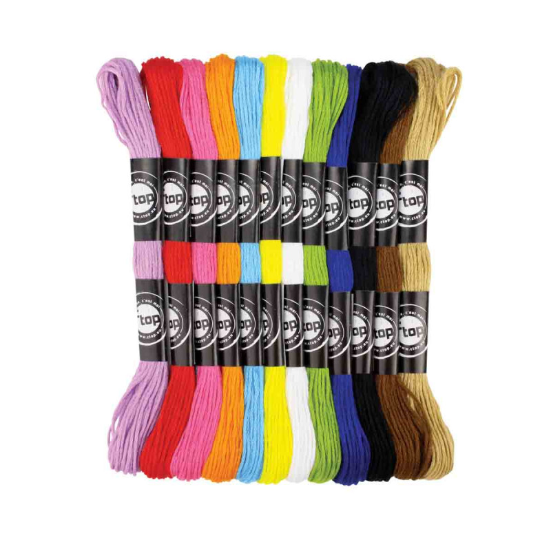 ECHEVEAUX DE COTON 8 M COULEURS VIVESx12