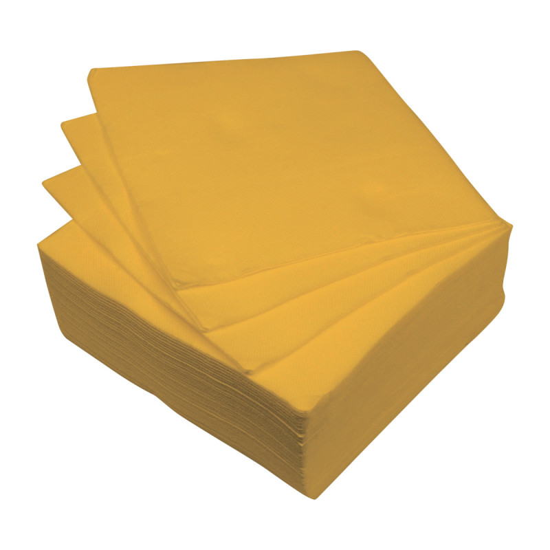 SERVIETTES X40 JAUNE MOUTARDE EN PAPIER