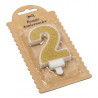 BOUGIE CHIFFRE 2 PAILLETTES OR 7.3CM AV