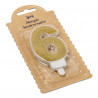 BOUGIE CHIFFRE 6 PAILLETTES OR 7.3CM AV