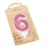 BOUGIE CHIFFRE 6 PAILLETTES ROSE GOLD 7