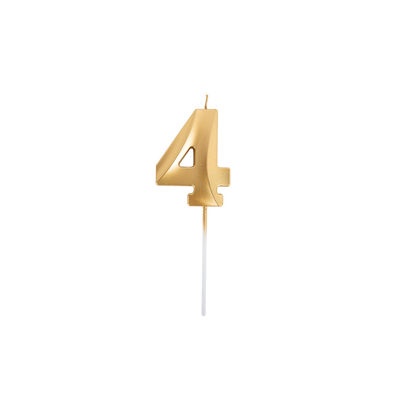 BOUGIE CHIFFRE 4 GRAPHIQUE OR 7 CM SUR