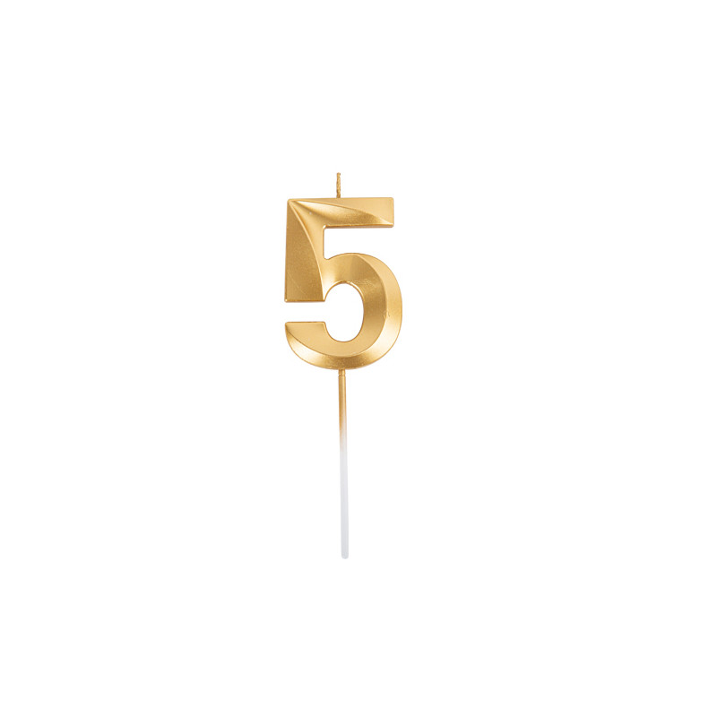BOUGIE CHIFFRE 5 GRAPHIQUE OR BOUGIE CHIFFRE 5 GRAPHIQUE OR