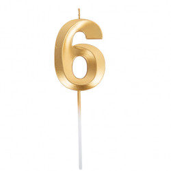 BOUGIE CHIFFRE 6 GRAPHIQUE OR 7 CM SUR