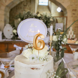 BOUGIE CHIFFRE 6 GRAPHIQUE OR 7 CM SUR
