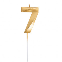 BOUGIE CHIFFRE 7 GRAPHIQUE OR 7 CM SUR