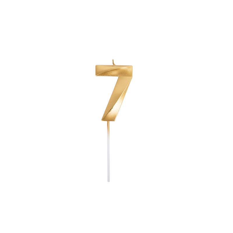 BOUGIE CHIFFRE 7 GRAPHIQUE OR 7 CM SUR