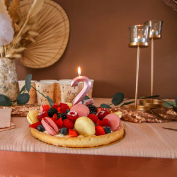 BOUGIE CHIFFRE 2 GRAPHIQUE ROSE GOLD