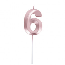 BOUGIE CHIFFRE 6 GRAPHIQUE ROSE GOLD