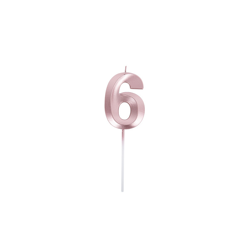 BOUGIE CHIFFRE 6 GRAPHIQUE ROSE GOLD